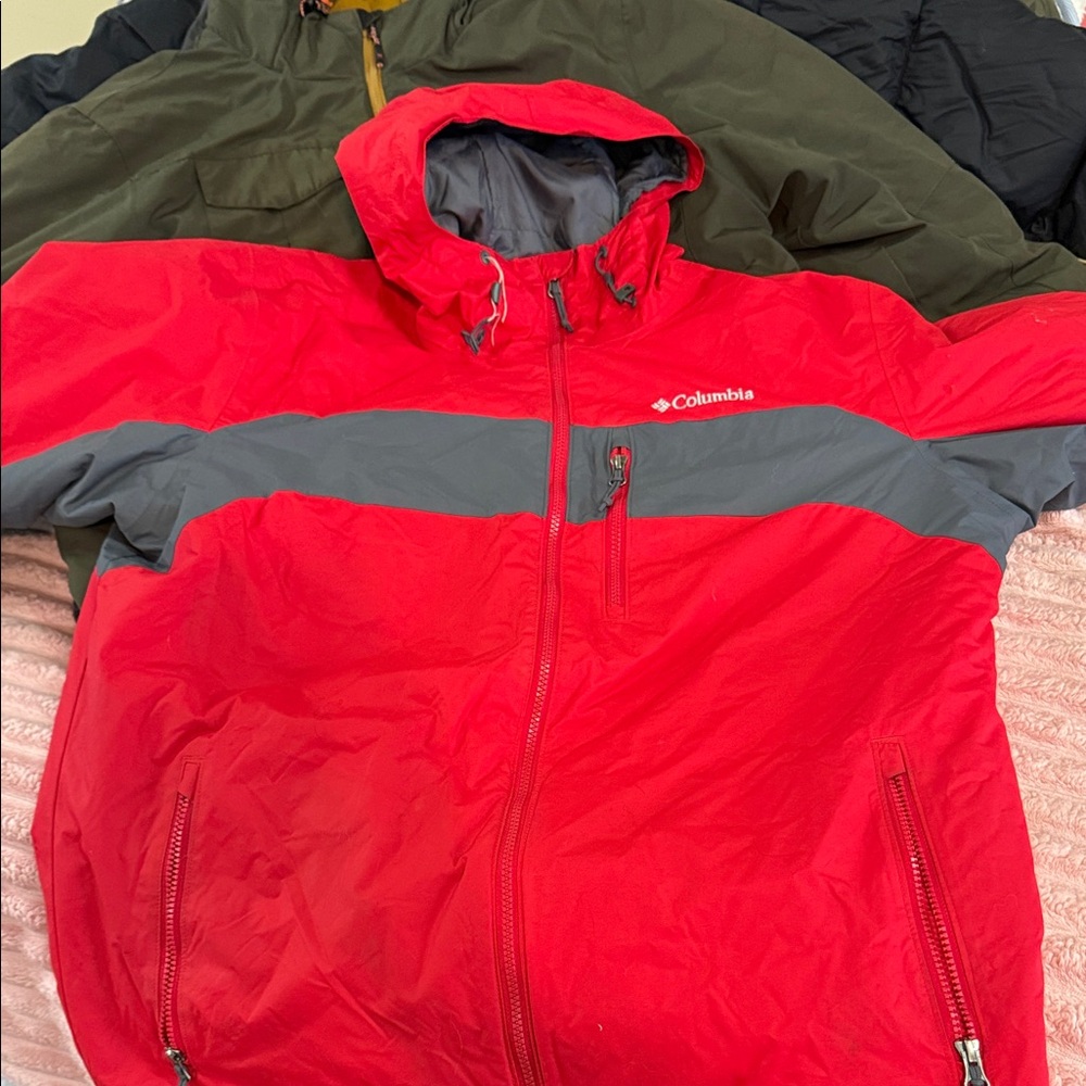 Columbia Men's Vibrant Red and Charcoal Jacket